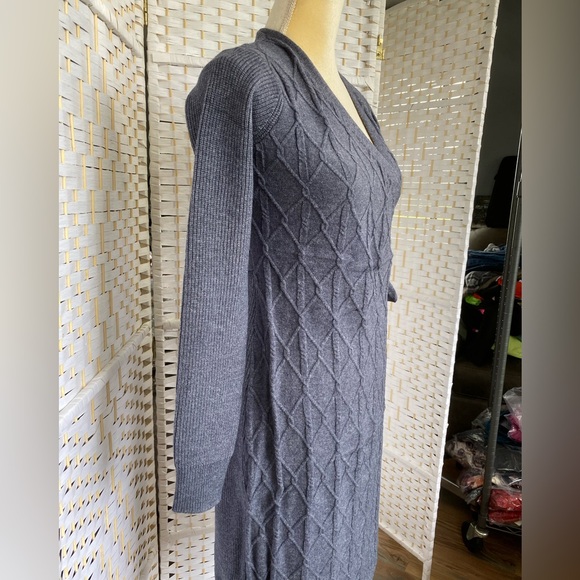 NWT Hem & Thread MIDI Wrap Sweater Dress V Neck Cable knit design True Wrap - Picture 8 of 17